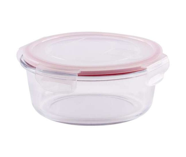 Recipient pentru alimente, BSG3, 0950 ml, 17x7 cm, rotund, sticla borosilicata/PP, Clip, MagicHome