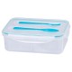 Cutie/caserola alimente, plastic, etansa, albastru, 2 compartiment, cu lingura si furculita, 1.5 L, 22x15.2x7.6 cm, MagicHome