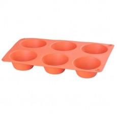 Forma coacere pentru briose, 6 forme, silicon, rosu, 23.7x16x3 cm, MagicHome