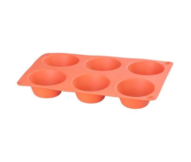 Forma coacere pentru briose, 6 forme, silicon, rosu, 23.7x16x3 cm, MagicHome