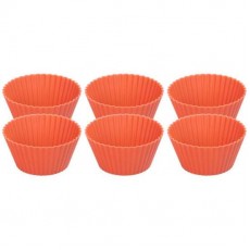 Forma coacere pentru briose, silicon, rosu, set 6 buc, 6.5x6.5x3 cm, MagicHome