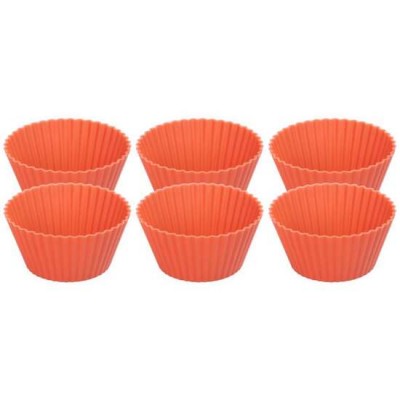 Forma coacere pentru briose, silicon, rosu, set 6 buc, 6.5x6.5x3 cm, MagicHome