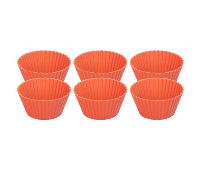 Forma coacere pentru briose, silicon, rosu, set 6 buc, 6.5x6.5x3 cm, MagicHome