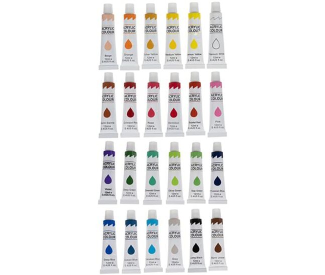 Set culori acrilice pentru pictura, 24 bucati, 12 ml, Maaleo