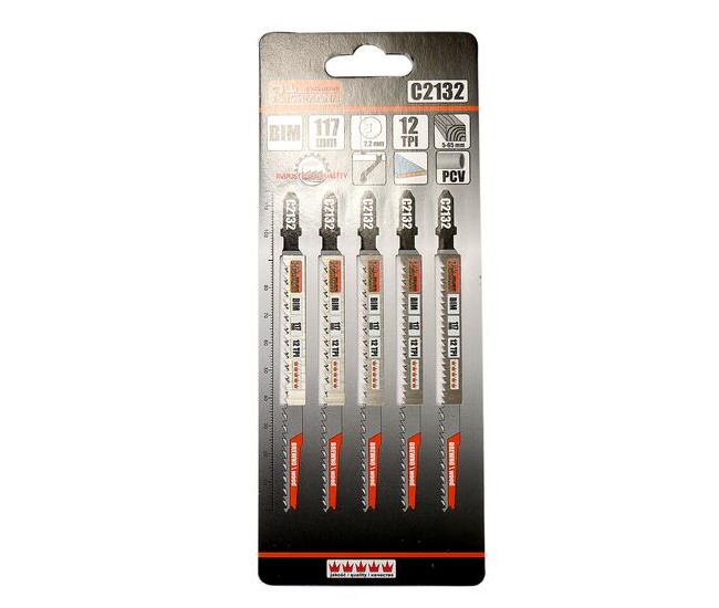 Panza, lama, fierastrau pendular, pentru lemn, BIM, prindere tip T, taiere super precisa, 12 TPI, set 5 buc, 117 mm, Richmann