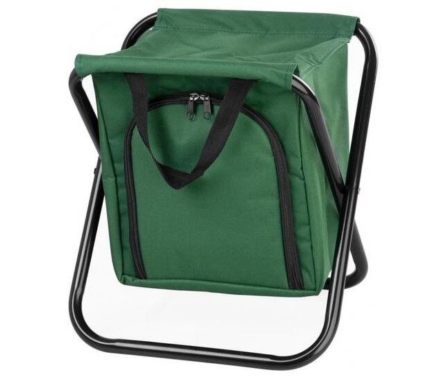 Scaun pliabil, gradina, camping, pescuit, cu geanta termoizolanta, verde, max 150 kg, 32x27x34 cm, Strend Pro