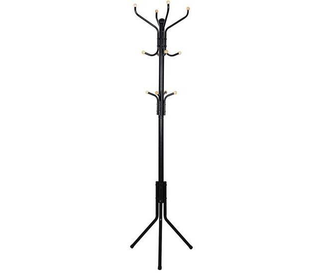 Cuier, Songmics, 12 carlige, metal, negru, 44x44x182 cm