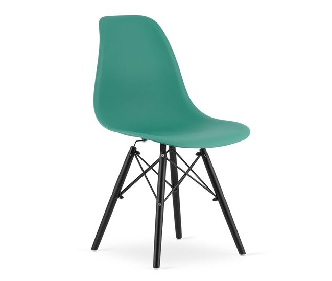 Scaun stil scandinav, Artool, Osaka, PP, lemn, verde si negru, 46x54x81 cm