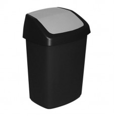 Cos de gunoi cu capac batant, Curver, plastic, negru, 25 L, 27.8x34.6x51.1 cm