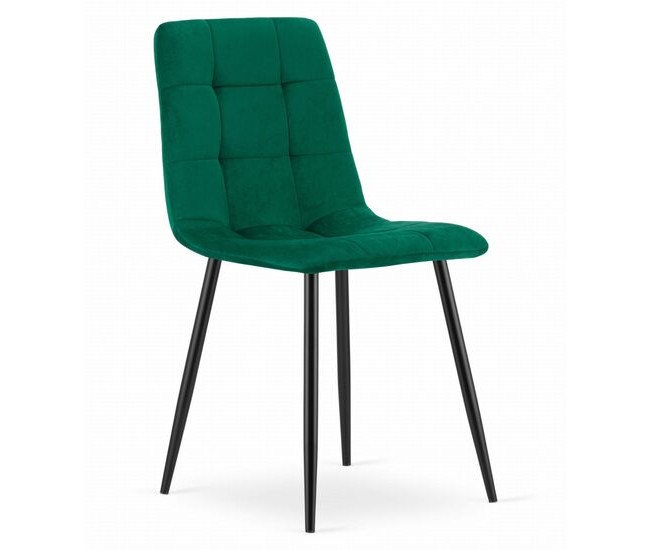 Scaun bucatarie/living, Artool, Kara, catifea, metal, verde si negru, 44.5x50.5x87 cm