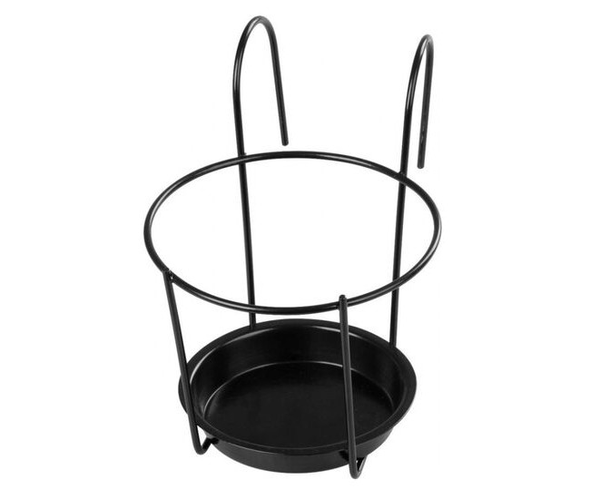 Suport metalic pentru ghiveci rotund, Bumeta, negru, 15 cm