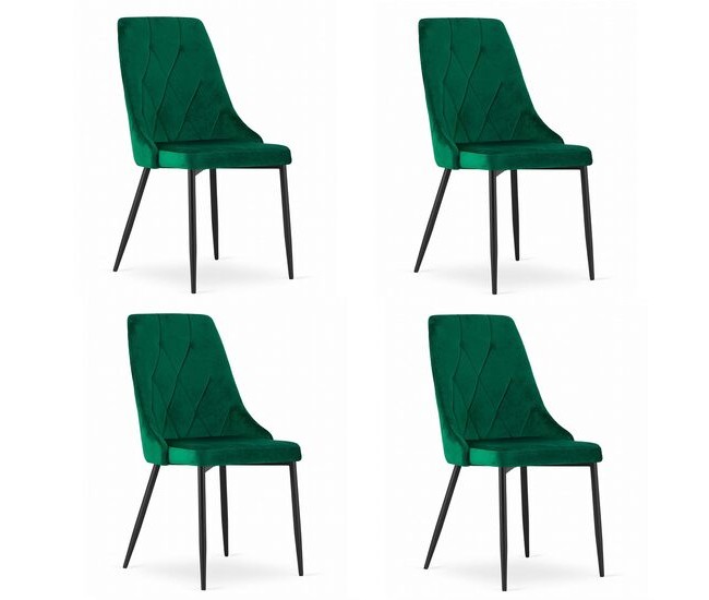 Set 4 scaune bucatarie/living, Artool, Imola, catifea, metal, verde, 48.5x61x93.5 cm