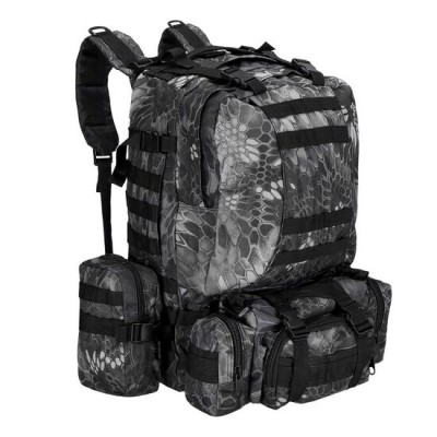 Ghiozdan/rucsac turistic, Springos, model Survival, 4 in 1, impermeabil, 50 L, camuflaj, gri, 50x40x50 cm