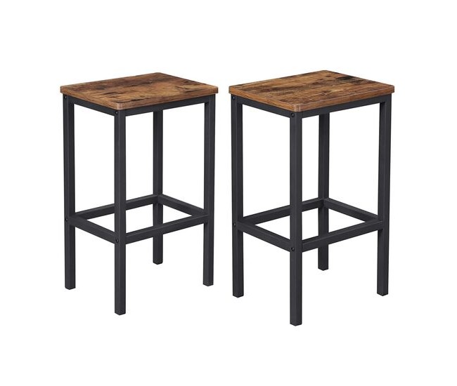 Set 2 scaune de bucatarie/bar, Artool, pal si otel, maro rustic, negru, 40x30x65 cm