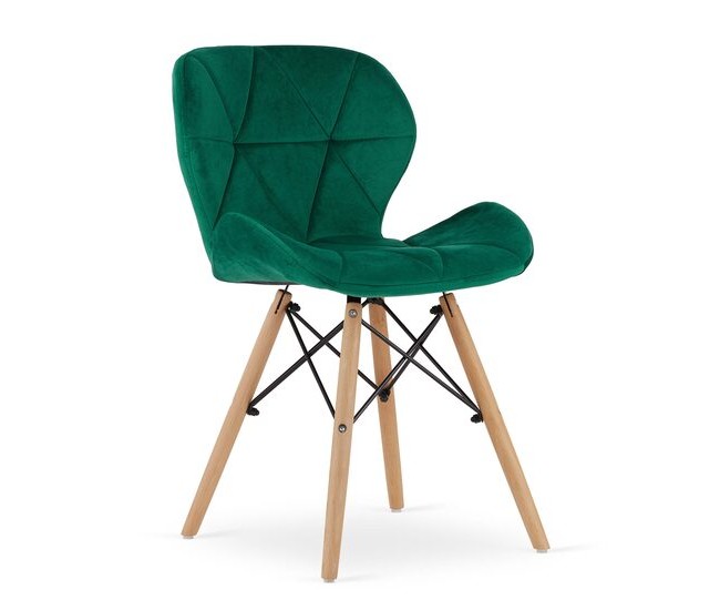 Scaun stil scandinav, Artool, Lago, catifea, lemn, verde, 48x43x74 cm