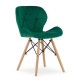 Scaun stil scandinav, Artool, Lago, catifea, lemn, verde, 48x43x74 cm