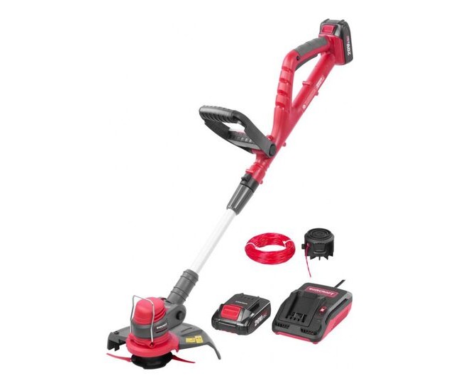 Motocoasa, trimmer, pentru tuns iarba, Worcraft, electric, cu acumulator, incarcator 20V Li-ion, maner telescopic, 24 cm