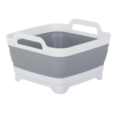 Uscator, scurgator, cutie/caserola alimente pentru camping, Verk Group, silicon, pliabila, gri, 8 L, 29x31x20 cm