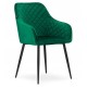 Scaun stil fotoliu bucatarie/living, Artool, Nugat, catifea, metal, verde si negru, 58x54.5x91 cm