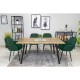 Set 2 scaune bucatarie/living,  Artool, Lugo, catifea, metal, verde si negru, 57.5x56.5x86.5 cm