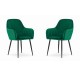 Set 2 scaune bucatarie/living,  Artool, Lugo, catifea, metal, verde si negru, 57.5x56.5x86.5 cm