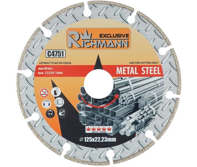 Disc diamantat segmentat, metal, taiere uscata, 125x1.4 mm, Richmann Exclusive