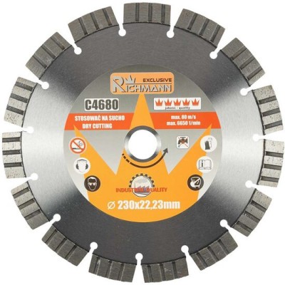 Disc diamantat segmentat, beton, taiere uscata, 230 mm/22.23 mm, Richmann Exclusive