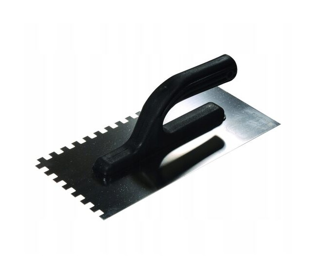 Gletiera inox, Painter, zimti, 6x6 mm, 13x27 cm, maner plastic, negru