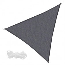 Copertina parasolar, Springos, triunghiulara, cu sfori pentru montare, inele metalice, gri inchis, 4x4x4 m