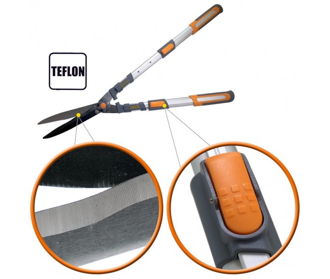 Foarfeca gard viu, arbusti, tip bypass, lama teflonata, maner telescopic 71-83 cm, Richmann Exclusive