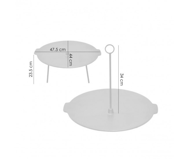 Disc pentru gratar, fonta, 2 functii, cu picioare si agatator, 44x23.5 cm, Perfect Home