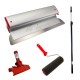 Set gletiera profesionala, aluminiu, lama inox, 40 cm x 0.3 mm, suport, maner prelungitor 1.2-2.2 m, rola gletuit, Ergoplane