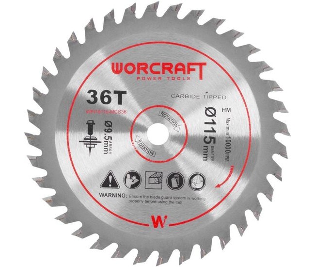 Disc circular pentru fierastrau 114784, 36 dinti, 115 mm, Worcraft