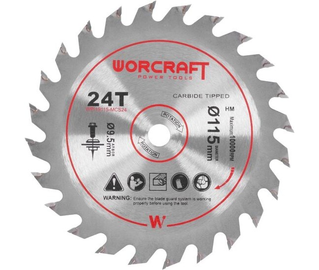 Disc circular pentru fierastrau 114784, 24 dinti, 115 mm, Worcraft