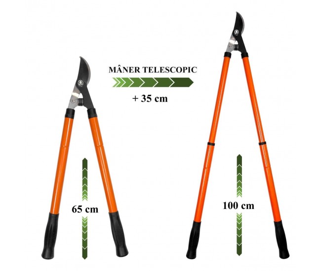 Foarfeca crengi, tip bypass, maner telescopic 65-100 cm, Strend Pro