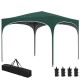 Pavilion pentru gradina/terasa, cadru metalic, material Oxford, cu tarusi, corzi ancorare, geanta, reglabil, verde, 2.95x2.95x2.55 m