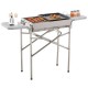 Gratar gradina/camping cu carbuni, portabil, grill dreptunghiular, cu suport condimente, structura inox, 104x30x68 cm