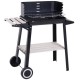 Gratar gradina cu carbuni, grill dreptunghiular, reglabil, cu roti, 87x43x83 cm