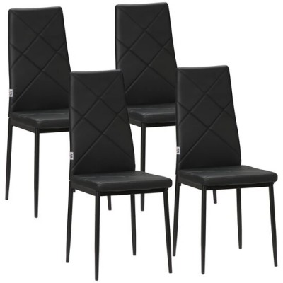 Set 4 scaune bucatarie/living, Tomlo, piele PVC, otel, negru, 41x50x97 cm