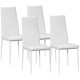 Set 4 scaune bucatarie/living, Tomlo, piele PVC, otel, alb, 41x50x97 cm