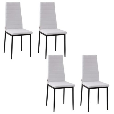 Set 4 scaune bucatarie/living, Tomlo, poliester, metal, alb si negru, 41x50x97 cm