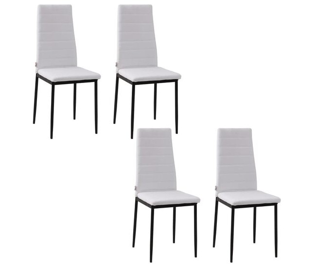 Set 4 scaune bucatarie/living, Tomlo, poliester, metal, alb si negru, 41x50x97 cm