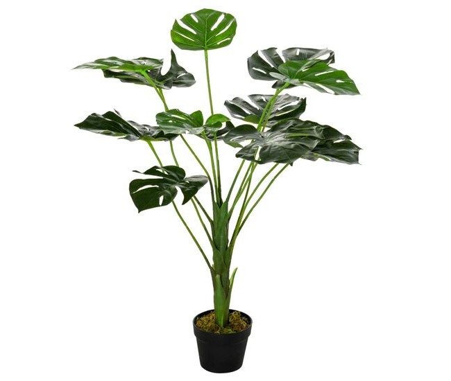 Planta artificiala, monstera cu ghiveci, verde, 85 cm