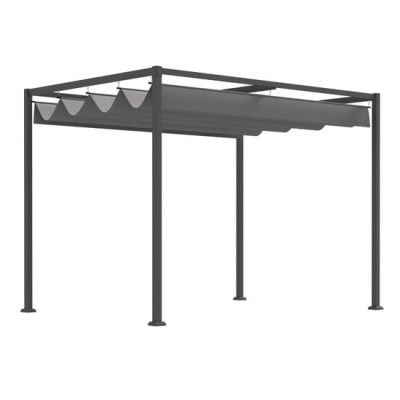 Pergola pentru gradina/terasa, retractabila, cadru metalic, gri, 2.98x2.13x2.22 m