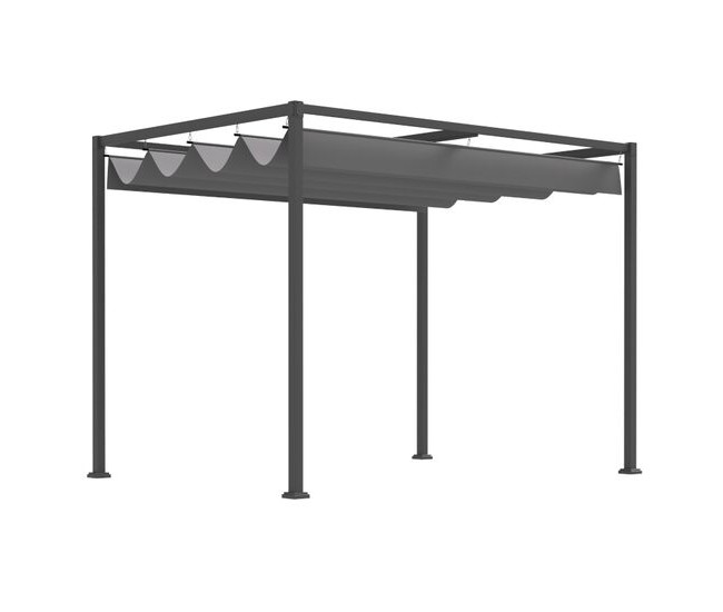 Pergola pentru gradina/terasa, retractabila, cadru metalic, gri, 2.98x2.13x2.22 m