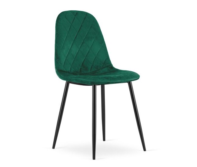 Scaun bucatarie/living, Artool, Asti, catifea, metal, verde si negru, 44.5x50.5x87.5 cm