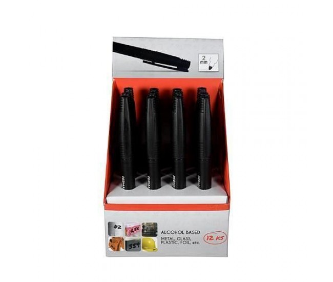 Marker permanent subtire 2 mm, negru, set 12 buc, Strend Pro