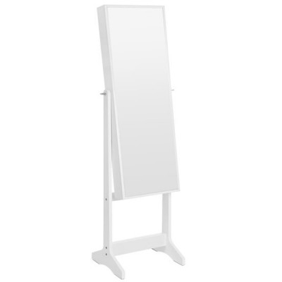 Cabinet bijuterii cu oglinda, Artool, MDF, raft interior, alb, 41.1x36.5x151.5 cm