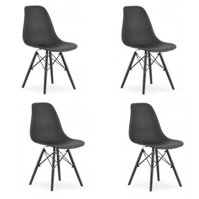 Set 4 scaune stil scandinav, Artool, Osaka, PP, lemn, negru, 46x54x81 cm