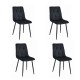 Set 4 scaune bucatarie/living,  Artool, Libra, catifea, metal, negru, 44x40x88.5 cm